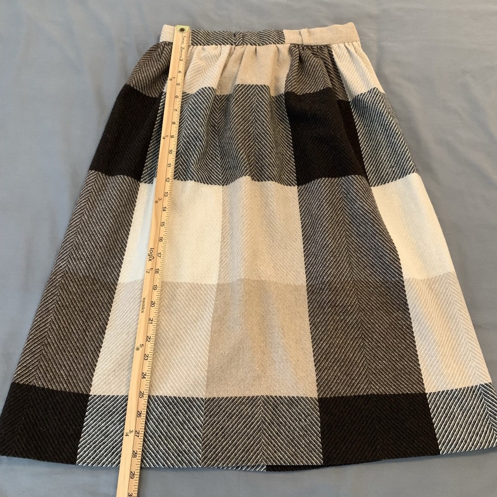 Vintage Robyn Skirt Womens M Multicolor Plaid Wool Blend A-Line Midi Elastic - Picture 2 of 7